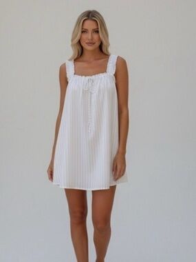Princess Polly white stripe linen mini dress